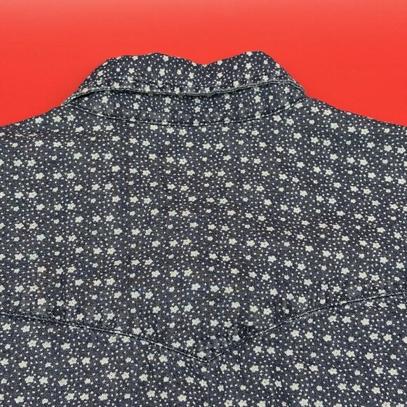 Wrangler Western Men's Size Large Blue Star Print Pearl Snap Rodeo Cowboy Shirt - Picture 11 of 11